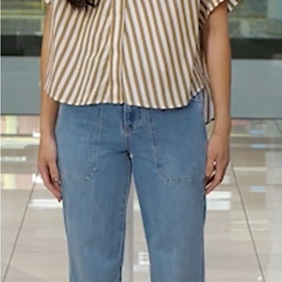 rag & bone Oversized Tan and White Striped Button Down Shirt NWOT - Picture 5 of 11